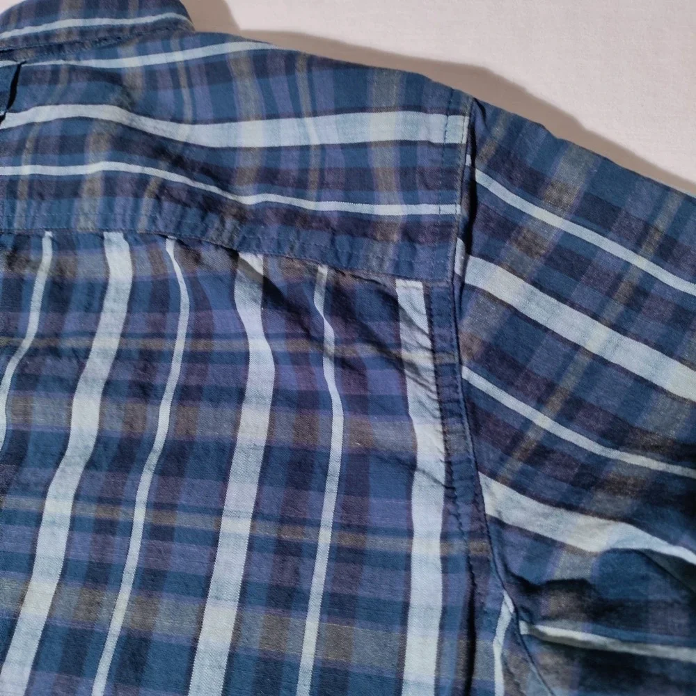 The North Face Blue‎ Plaid Short Sleeve Button Front Shirt Size Large (Men's)